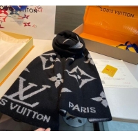 Shop Discount Louis Vuitton Cashmere Knit Long Scarf 32x180cm 0115 Black 2025