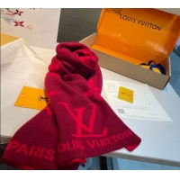 Top Grade Louis Vuitton Cashmere Knit Long Scarf 32x180cm 0115 Red 2025