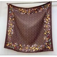 Unique Discount Louis Vuitton Silk Sqaure Scarf 90x90cm LV030433 Brown 2025