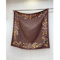 Unique Discount Louis Vuitton Silk Sqaure Scarf 90x90cm LV030433 Brown 2025