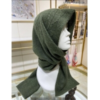 Discount Loro Piana Cashmere Knit Scarf and Hat One Piece LP3036 Green 2024