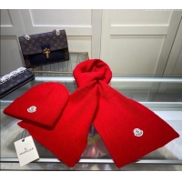 Good Quality Moncler Knit Hat and Scarf Set M0913 Red 2024