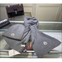 Reasonable Price Moncler Knit Hat and Scarf Set M0913 Grey 2024