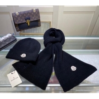 Big Discount Moncler Knit Hat and Scarf Set M0913 Black 2024