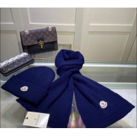 Best Quality Moncler Knit Hat and Scarf Set M0913 Royal Blue 2024