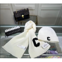 Well Crafted Celine Knit Long Scarf and Hat Set 1021 White 2024