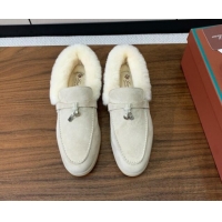 Most Popular Loro Piana Summer Charm Loafers in Suede and Wool Fur Light Apricot 1113126