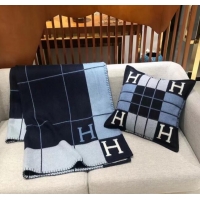 Market Sells Hermes Avalon Wool & Cashmere Blanket and Pillow H0412 Blue 2024