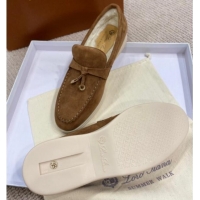 Charming Loro Piana Summer Charm Loafers in Suede with Wool Lining Brown 1230005