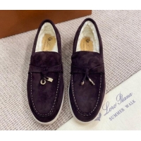 Best Price Loro Piana Summer Charm Loafers in Suede with Wool Lining Coffee Brown 1230007