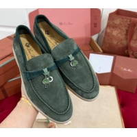 Duplicate Loro Piana Summer Charm Loafers in Two-Tone Suede Green 1230012