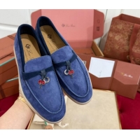 Best Grade Loro Piana Summer Charm Loafers in Two-Tone Suede Blue 1230013