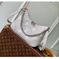 Luxury Cheap Louis Vuitton Boulogne Bag in Embossed Grained Cowhide Leather M14211 Gray 2025