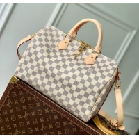 Best Quality Louis Vuitton Speedy Bandouliere 30 Bag in Damier Azur Canvas N40592 White 2025