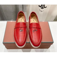 Low Price Loro Piana Summer Charm Loafers in Grained Leather Red 1230032