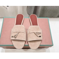 Purchase Loro Piana Summer Charms Slides Sandal in Suede Rose Beige 1230052