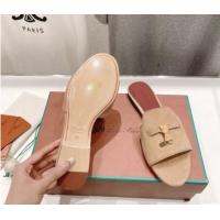 Popular Style Loro Piana Summer Charms Slides Sandal in Suede Apricot 1230067