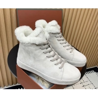 Most Popular Loro Piana High top Sneakers in Suede and Wool Fur White 1230082