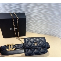 Buy Inexpensive Chanel Quilted Lambskin Leather Pouch Belt CH010908 Black 2025