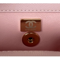 Promotional Chanel Coco Handle Quilted Grained Calfskin Small Flap Bag with Top Handle A92990 Light Pink 2025