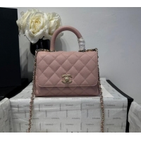 Low Price Chanel Coco Handle Quilted Grained Calfskin Mini Flap Bag with Top Handle AS2215 Light Pink 2025