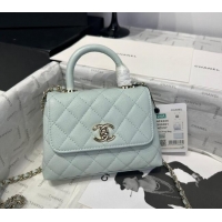 Top Grade Chanel Coco Handle Quilted Grained Calfskin Nano Flap Bag with Top Handle AP4424 Light Green 2025