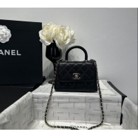 Good Taste Chanel Coco Handle Quilted Grained Calfskin Nano Flap Bag with Top Handle AP4424 Black 2025