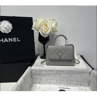 Well Crafted Chanel Coco Handle Quilted Grained Calfskin Nano Flap Bag with Top Handle AP4424 Grey 2025