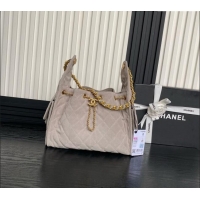 Luxury Cheap Chanel Quilted Suede Medium Hobo bag AS5293 Light Grey 2025