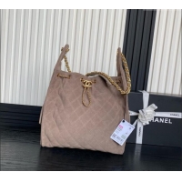 Good Taste Chanel Quilted Suede Large Hobo bag AS5311 Khaki Grey 2025