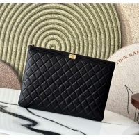 Top Grade Chanel Quilted Lambskin Large Zipped Pouch A31531 Black 2025