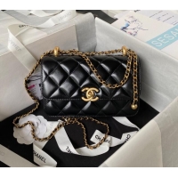 Pretty Style Chanel Quilted Calfskin Mini Flap Bag with Gold-Tone Balls AS2615 Black 2025