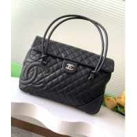 Well Crafted Chanel Quilted Calfskin Airport Flap Bag with Maxi CC AS6338 Black 2025