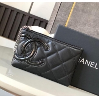 Free Shipping Chanel Quilted Patent & Calfskin Pouch with Chain Strap and Maxi CC CH011101 Black 2025