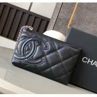 Discount Chanel Quilted Calfskin Leather Pouch with Chain Strap and Maxi CC CH011101 Black 2025