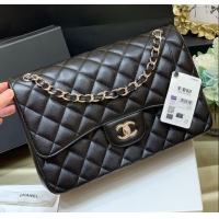 Grade Design Chanel Classic Large Flap Bag in Original Grained Calfskin Leather A58600 Black/Silver 2025 Top Quality