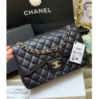 Grade Design Chanel Classic Large Flap Bag in Original Grained Calfskin Leather A58600 Black/Silver 2025 Top Quality