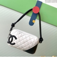 Famous Brand Chanel Quilted Calfskin Leather Hobo Bag with Maxi CC AS6328 White/Black 2025