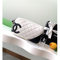 Famous Brand Chanel Quilted Calfskin Leather Hobo Bag with Maxi CC AS6328 White/Black 2025