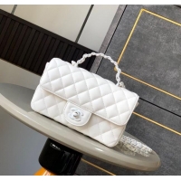 Modern Classic Chanel Quilted Lambskin & Lacquered Metal Mini Flap Bag with Top Handle AS5243 White 2025