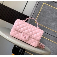 Well Crafted Chanel Quilted Lambskin & Lacquered Metal Mini Flap Bag with Top Handle AS5243 Light Pink 2025