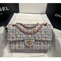 Buy Fashionable Chanel Tweed Classic Medium Flap Bag A01112 Pink/Blue 2025