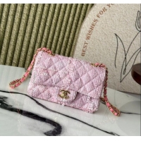 Unique Grade Chanel Tweed Classic Mini Flap Bag A69900 Light Pink 2025