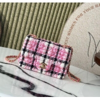 Super Quality Chanel Check Tweed Classic Mini Flap Bag A69900 Pink 2025