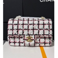 Best Price Chanel Check Tweed Classic Mini Flap Bag with Sequins A69900 White/Pink/Black 2025