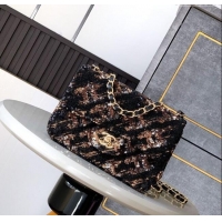 Most Popular Chanel Sequins Mini Flap Bag A99956 Black/Gold 2025