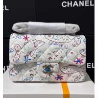 Buy Discount Chanel Flying Fish Print Fabric Classic Mini Flap Bag A69900 White 2025