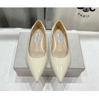 Best Product Jimmy Choo Love Pointed Ballet Flat in Patent Leather White 1113052