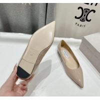 Grade Quality Jimmy Choo Love Pointed Ballet Flat in Patent Leather Nude 1113053