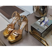 Best Price Jimmy Choo Claressa Platform High Heel Sandals 12.5cm in Gold Glazed Leather 1122100